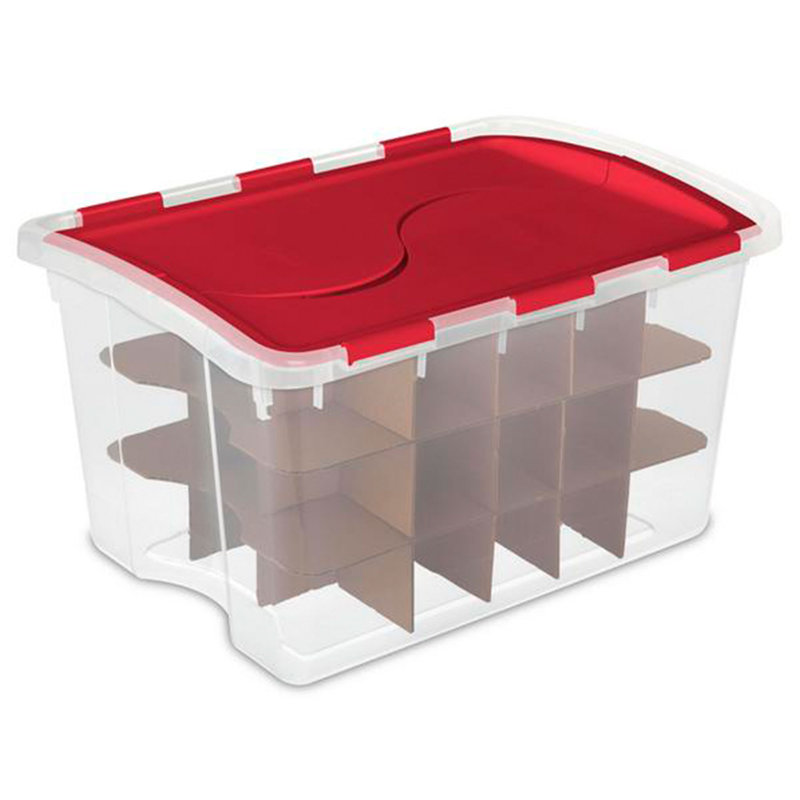 Sterilite 48 Quart Stackable Holiday Christmas 45 Ornament Storage Box (6 Pack)