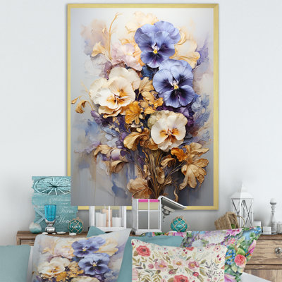 Bouquet de pensées dorées élégance