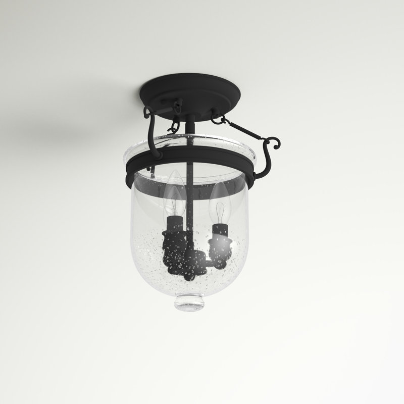 Plafonnier semi-encastré en forme d'urne à 3 lumières Husman Husman, H 14 po x l 10 po x P 10 po, Noir