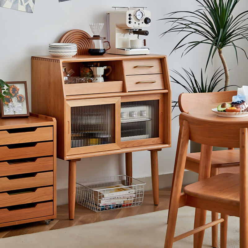 31.50"Solid Wood Cherry Wood brown Sideboard