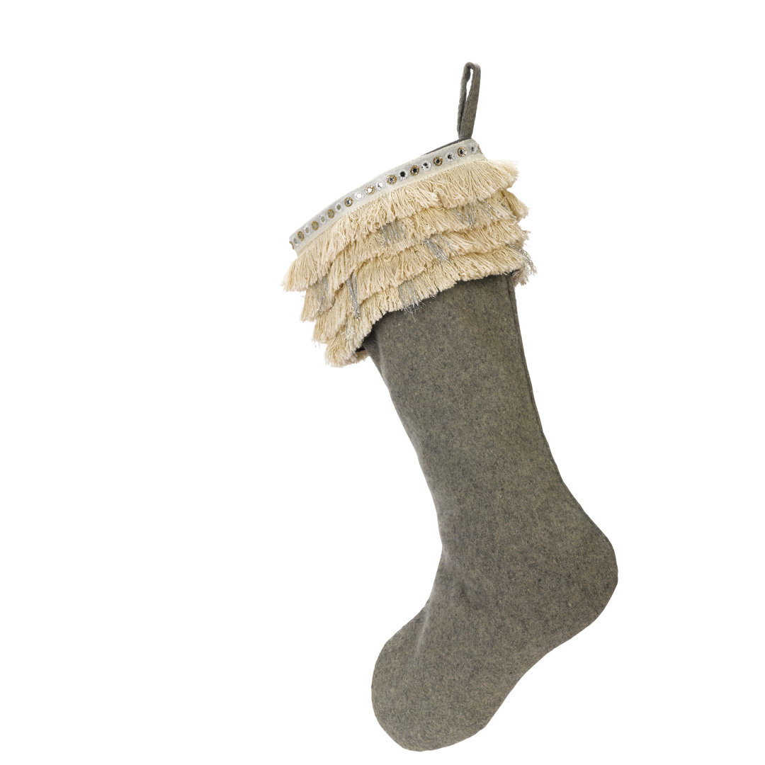 Handmade Wool Christmas Stocking - Fringe Arcadia Home