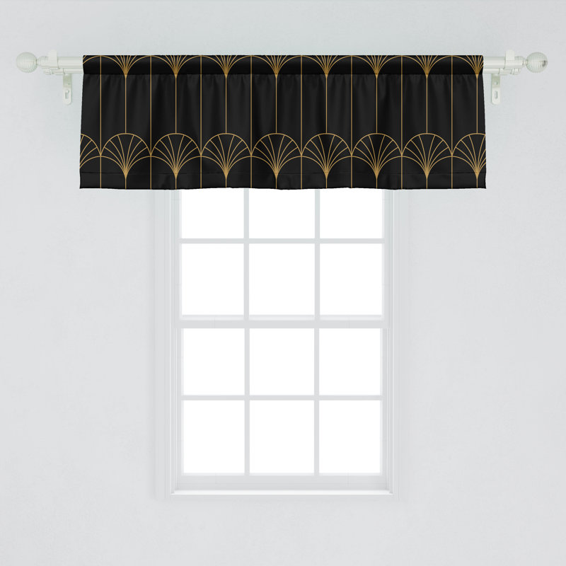Geometric Tailored Window Valance, 54" W x 18" L, Black/Sand Brown