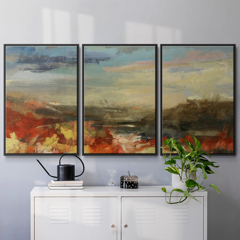 Étude de paysage - Toile encadrée à pièces multiples - 1172109C, Cadre noir, H 24 po x l 48 po x P 2 po