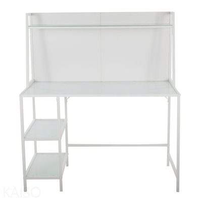 Bureau contemporain Tier en métal blanc et verre givré