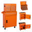Armoire de rangement pour outils en acier orange avec 5 tiroirs, un coffre supérieur amovible et des roulettes universelles, convenant au garage à domicile verrouillable et facile à déplacer