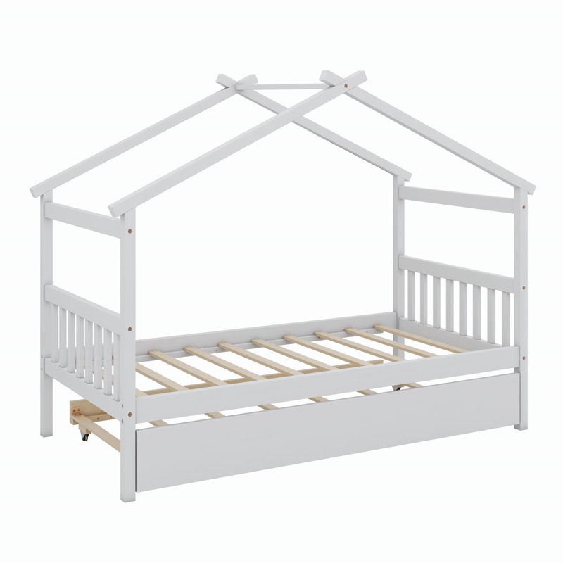 Lit en bois avec couchette, Blanc