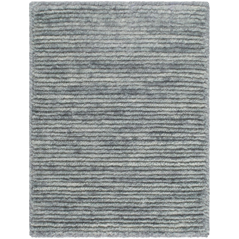 El Corte Handmade Cotton and Wool Area Rug, Light Blue, Rectangle 12' x 15'