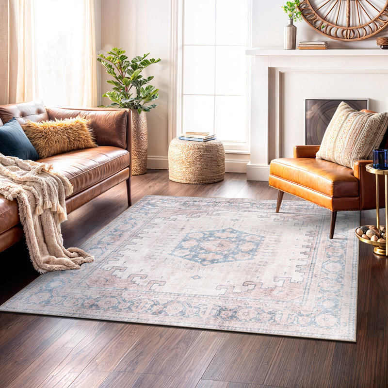 Tapis beige antidérapant Labarbera, Carré 6 pi 7 po