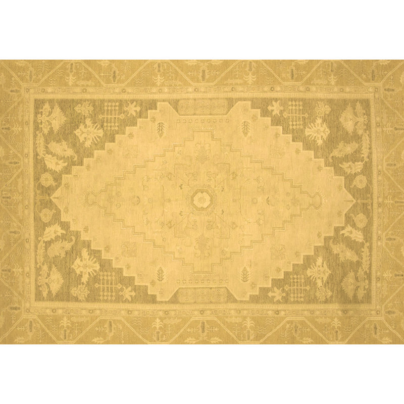Tapis oriental oriental brun 8 pi x 8 pi fabriqué à la machine