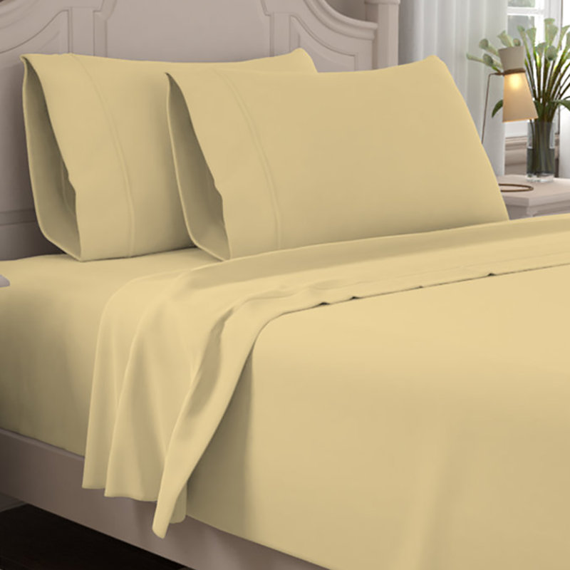 Ensemble de draps Ultimate Percale 100% coton, Ensemble de draps pour lit simple avec 1 taie d'or, Jaune