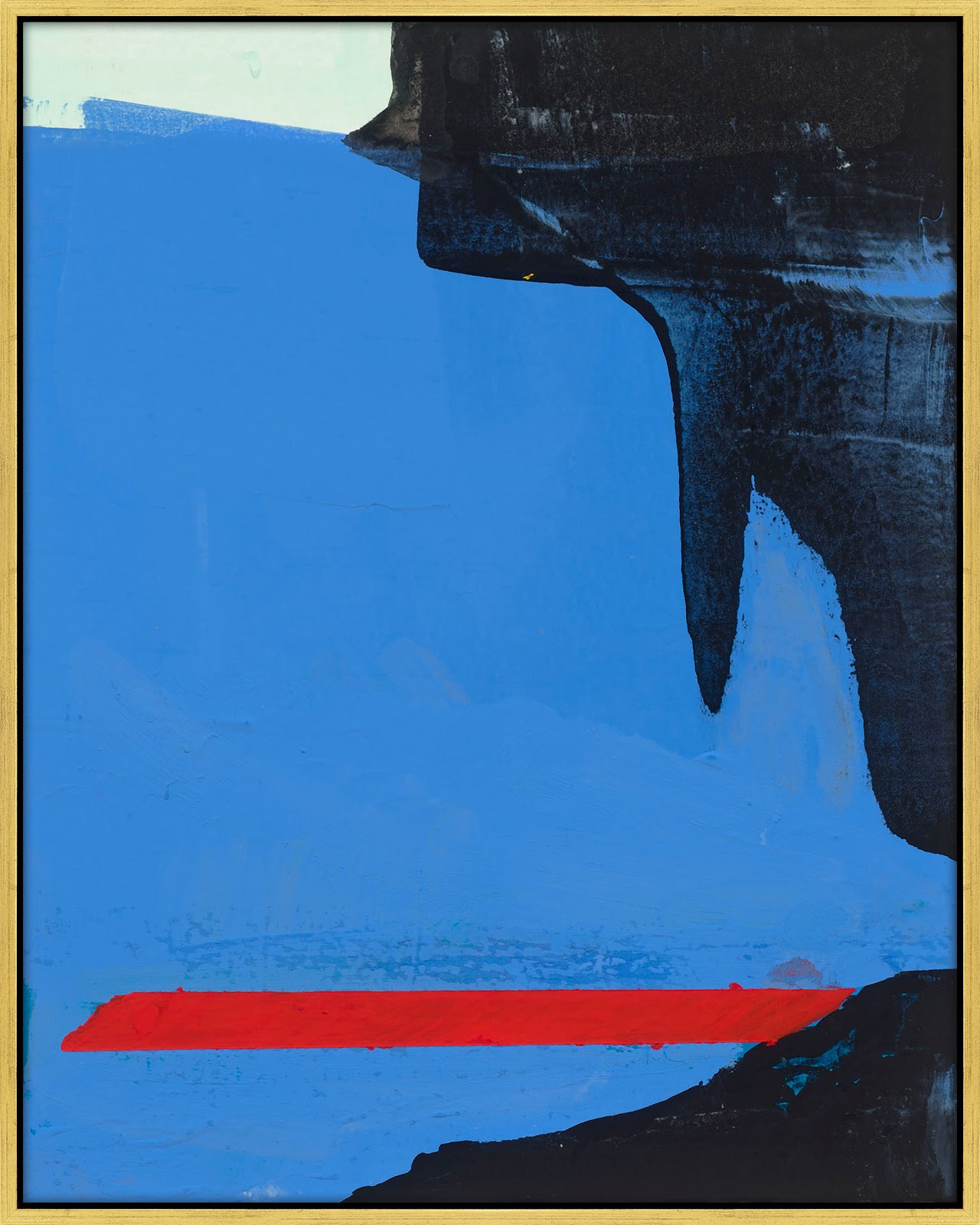 Goulding "Beneath the Blue 3" Painting, Gold Framed, 50" H x 40" W x 1.375" D