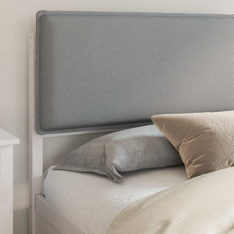 Solid Wood Bed Frame, Super King (6'), White/Light Grey