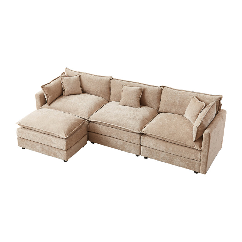 Canapé rembourré 112,2 po en chenille avec canapé-lit confortable, Café