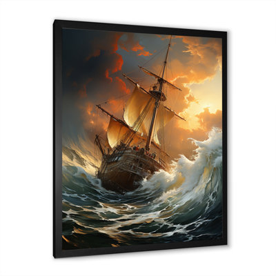 Blanc majestueux voilier en tempête I, reproduction d'art sur toile