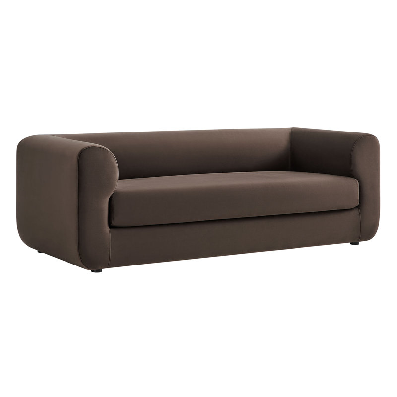 Leif 89" Boucle Upholstered Sofa, Chocolate Brown