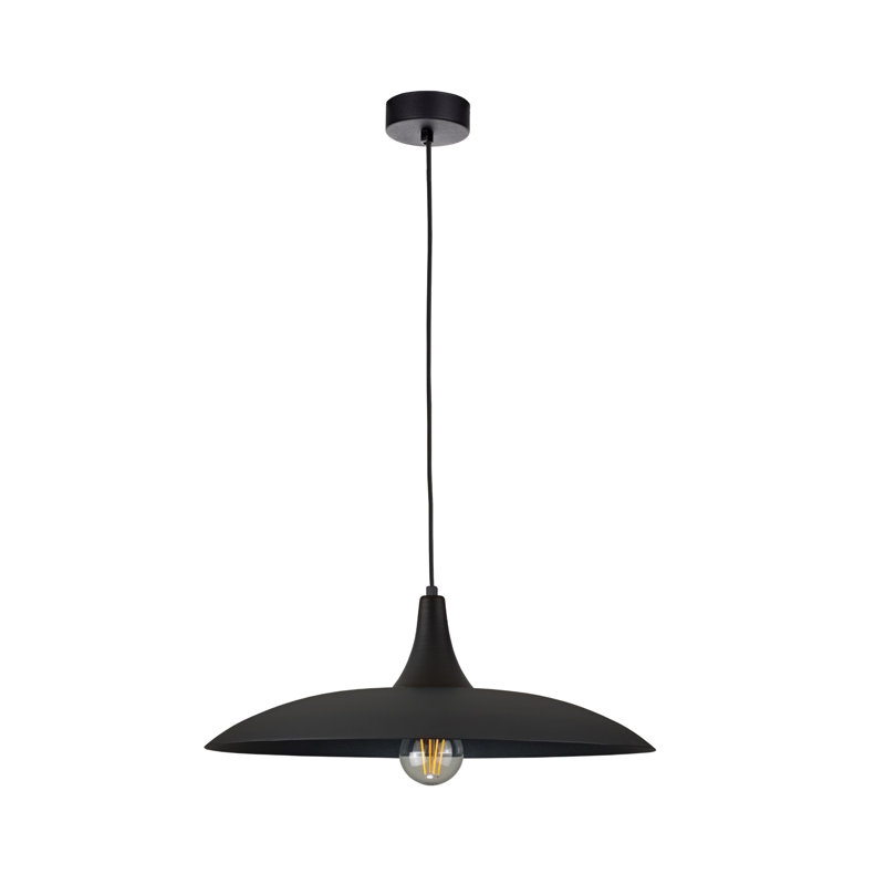 1 - Light Matte Black Dome Pendant, Black