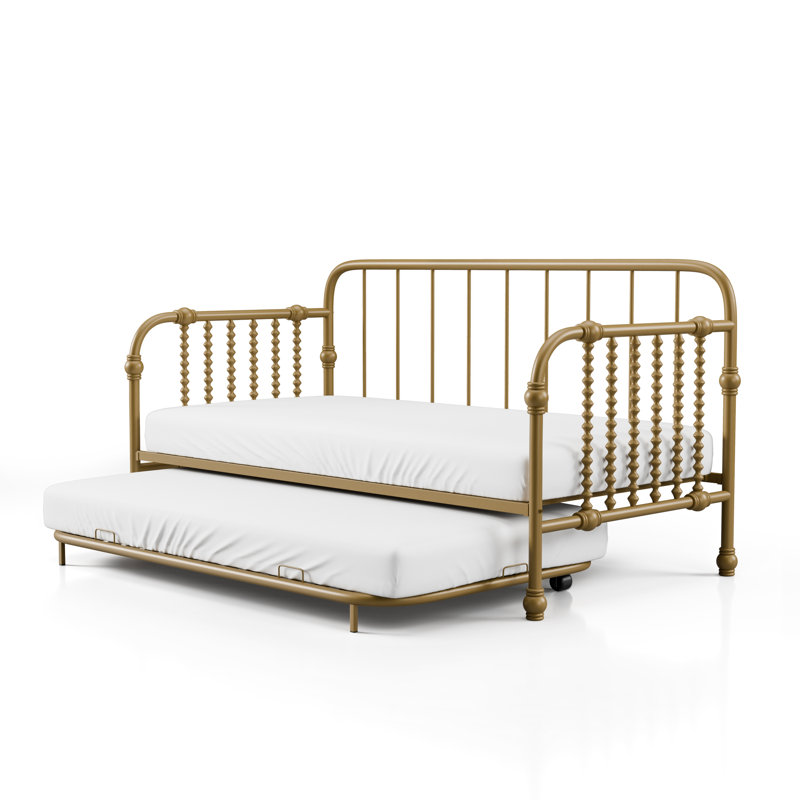 Twin Metal Daybed with Trundle, Gold