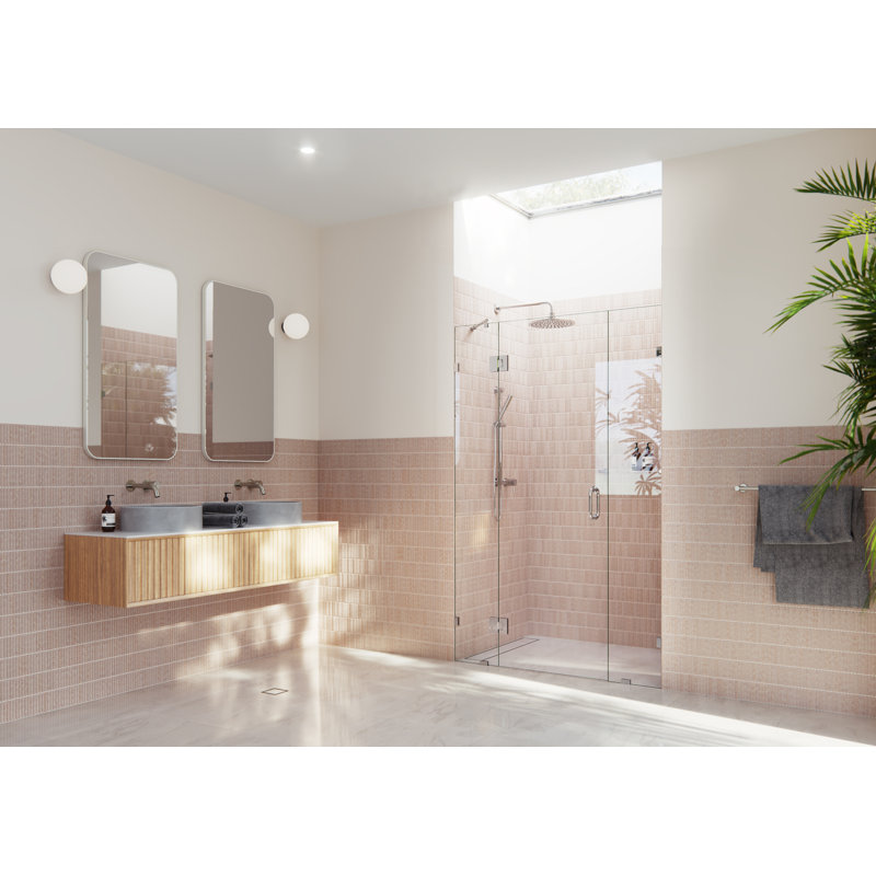 Stellar 45.5 in. W x 78 in. H Fully Frameless 3 Panel Inline Glass Hinged Shower Enclosure, Polished Chrome