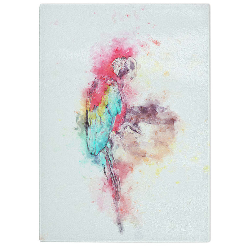 Tempered Glass Macaw Parrot Chopping Board, 28.5 cm W x 39 cm L