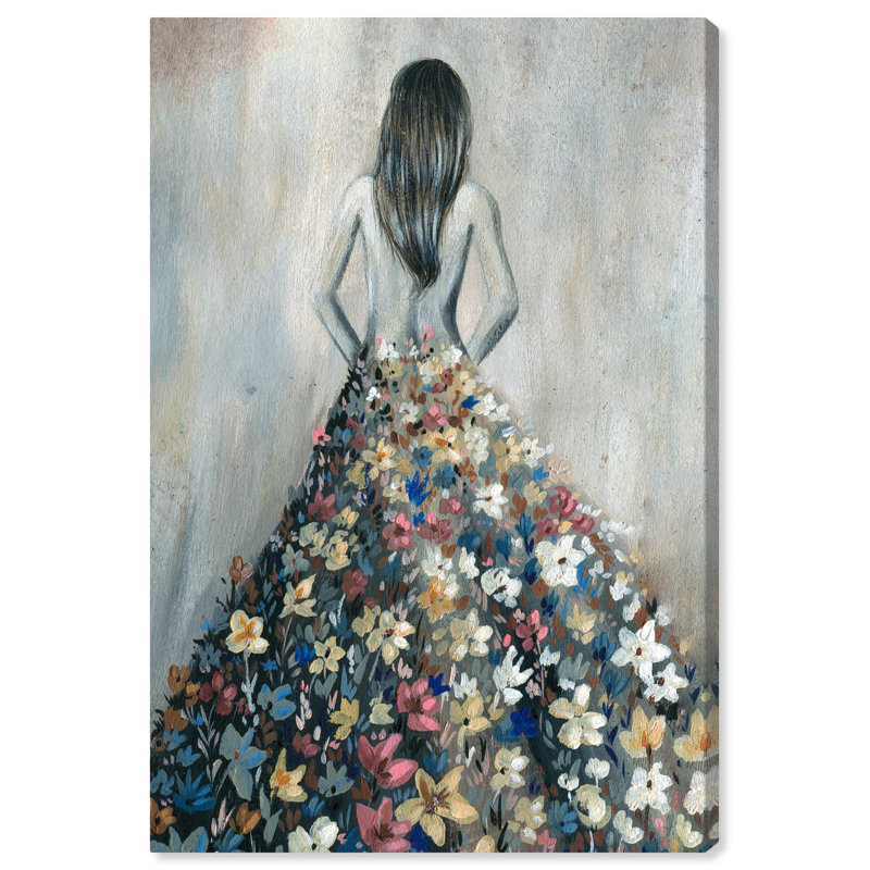 «Girl with Flower pensts», reproduction d'impression sur toile, Toile tendue, H 30 po x l 20 po, Sans cadre