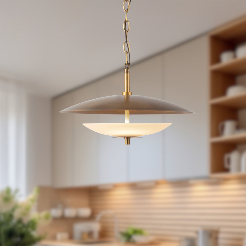 Prescott 1 - Light LED Pendant, Vintage Brass/Opal Matte Glass
