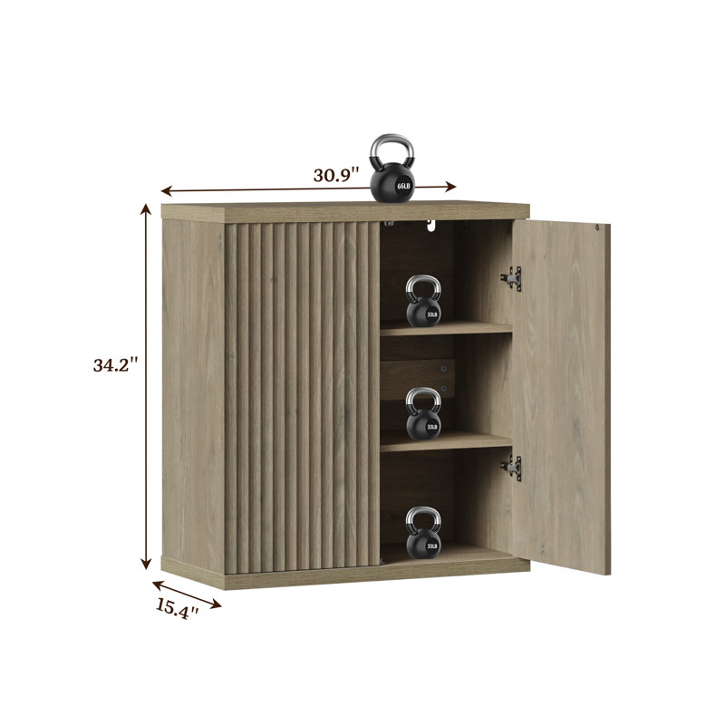 Armoire d'appoint avec tablettes réglables Cesiro, Aulne gris, 2
