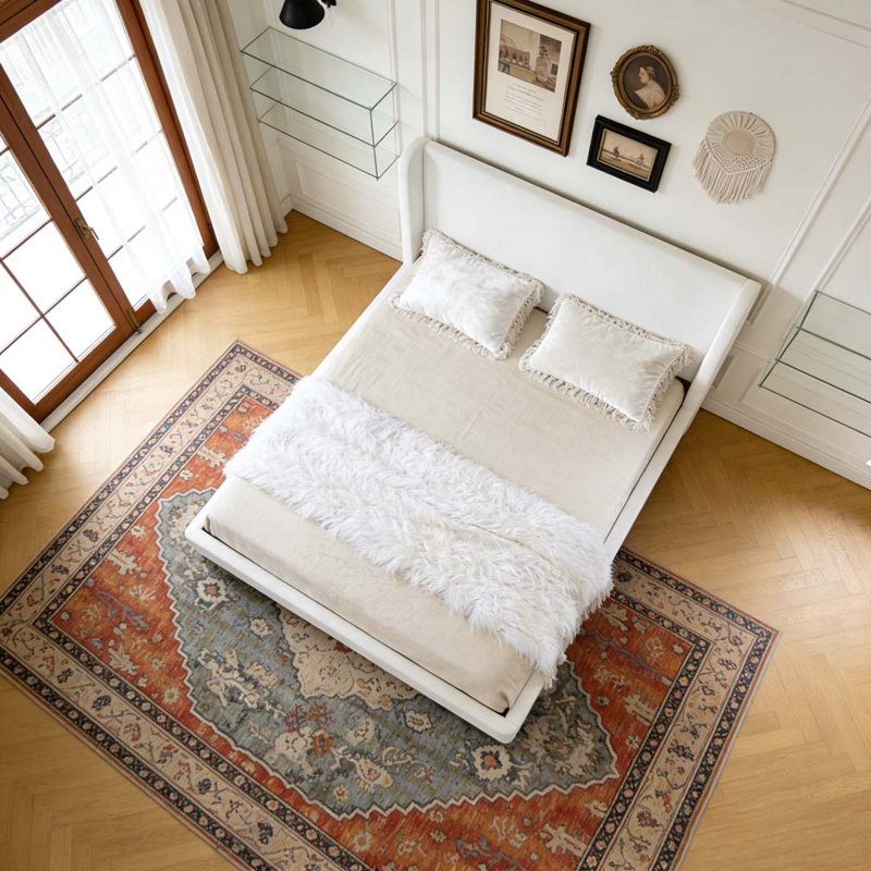 Tête de lit tapissier haute tête de lit élégante simplicité d'assemblage facile, Chenille blanc crème, Très grand lit