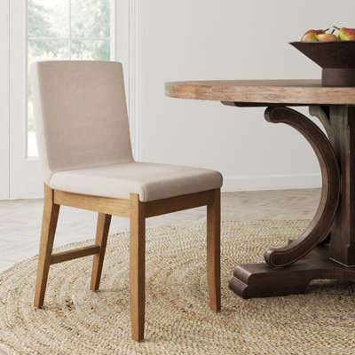 Upholstered Dining Chair with Full Back and Solid Wood Frame