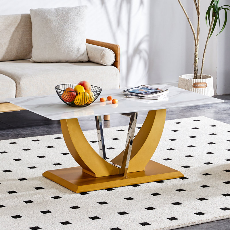Table basse rectangulaire avec plateau en verre