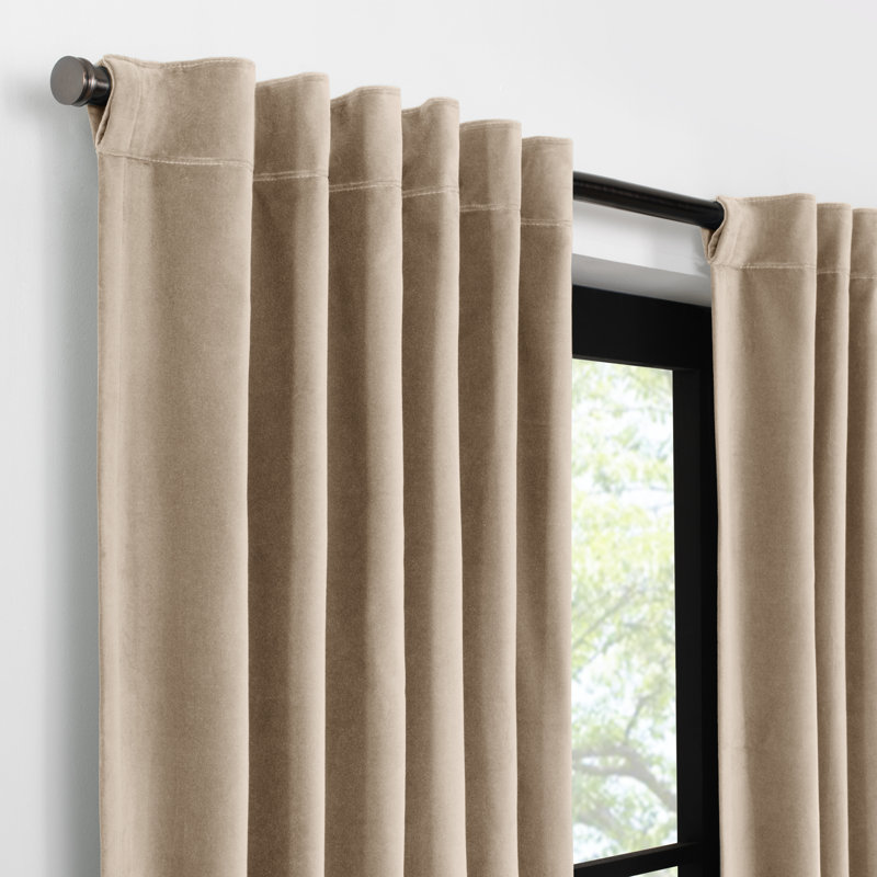 Eclipse Luxury Cotton Velvet 100% Blackout Rod Pocket Back Tab Curtain Panel, 50" W x 96" L, Navy