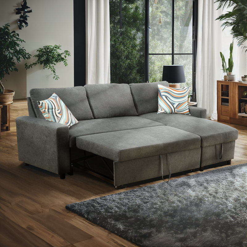 Maitilde Upholstered 83'' Sleeper Sofa, Charcoal Chenille