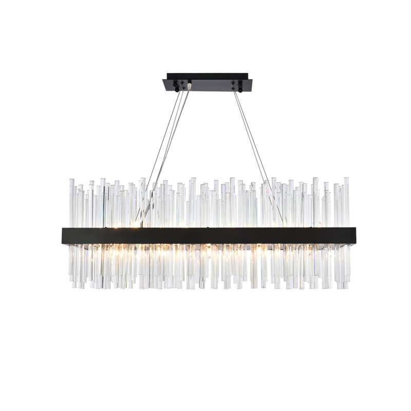Lustre tambour unique Dalton, Noir, H 13,5 po x l 12 po x P 36 po, 20 lumières