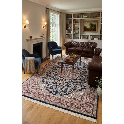 Keilynn Performance Hand Knotted Wool Floral Rug