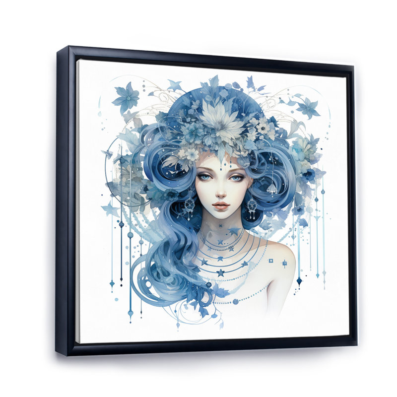 Signe du zodiaque vierge sur toile, H 24 po x l 24 po x P 1 po, Cadre flottant noir