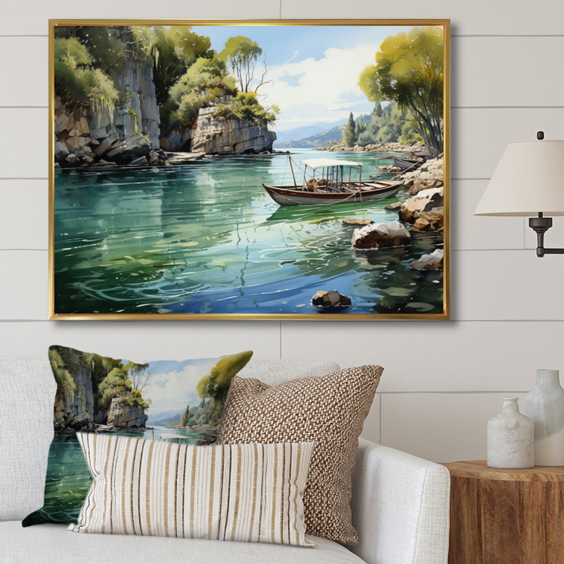 " Boat In Vietnam Tropical Paradise ", H 12 po x l 20 po x P 1 po, Cadre flottant doré