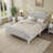 Traditional Style Solid Wood Bed Frame With Upholstered Tufted Headboard,No Box Spring Needed-1196815274-1196815277