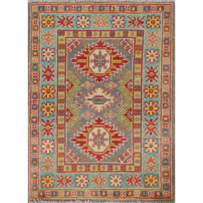 Tapis de vestibule oriental traditionnel gris Kazak 2x3