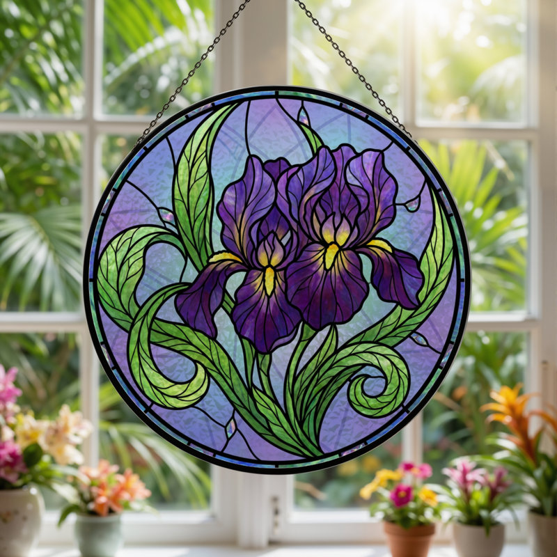 Panneau de vitrail en verre coloré 12 po H 12 po, H 12 po x l 12 po