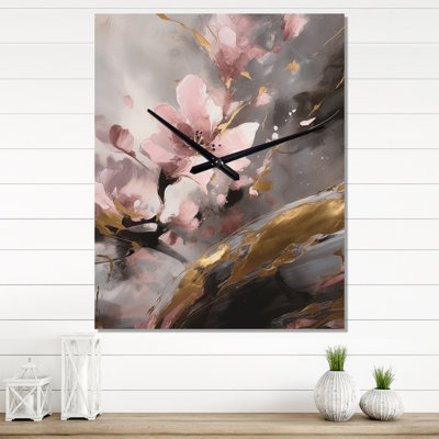 Jaleon - Horloge murale surdimensionnée cerisier en fleurs