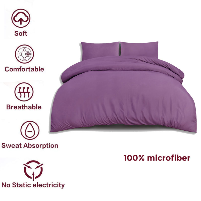 Jermelle Microfibre Modern & Contemporary Duvet Cover Set, Purple