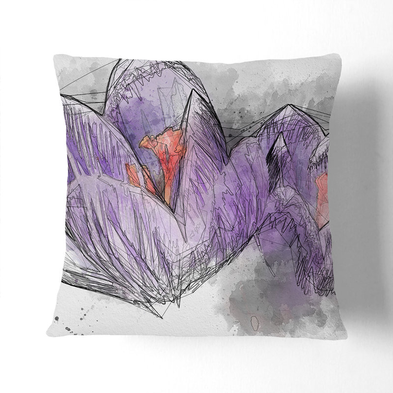 Crocus Flower Cushion with Filling, 55cm H x 55cm W x 20cm D