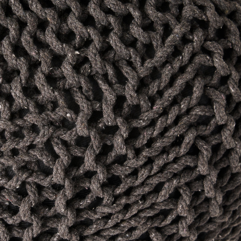 Handmade Knitted Pet Dark Grey Pouf For Basement - 20.2 X 14.32 In Splendor, 20.2" W D 14.32" H