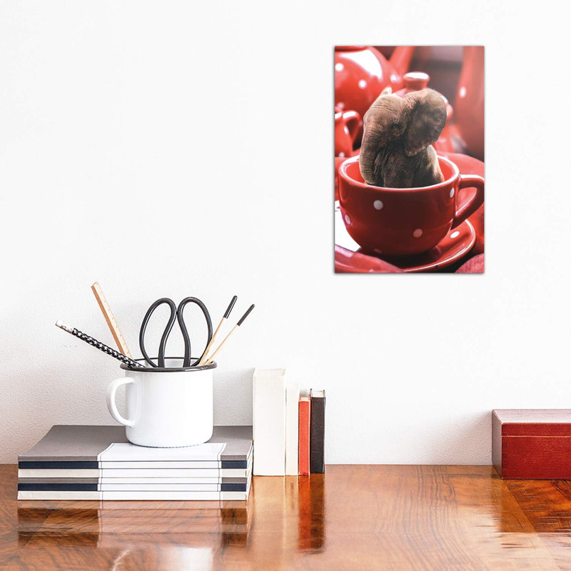 Teacup Elephant by Shaun Ryken - Wrapped Canvas Print, 20.32 cm H x 30.48 cm W