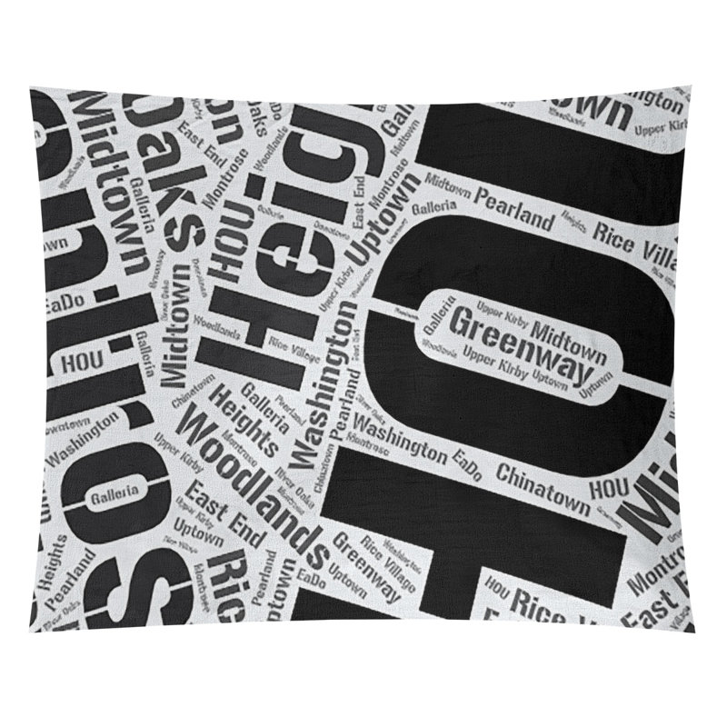 Tapisserie de polyester districts, art word, H 88 po x l 104 po, Noir, Houston
