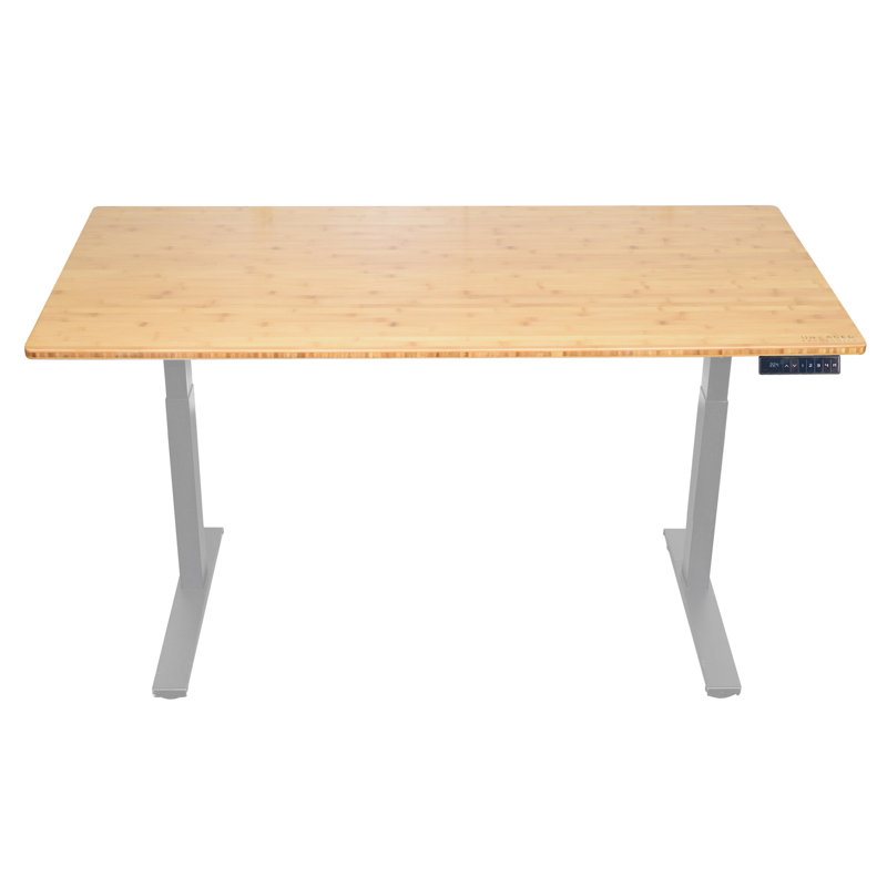 Bureau debout électrique à double moteur 48 po x 30 po Uncage, Bambou naturel / gris, H 49,2 po x l 48 po x P 30 po
