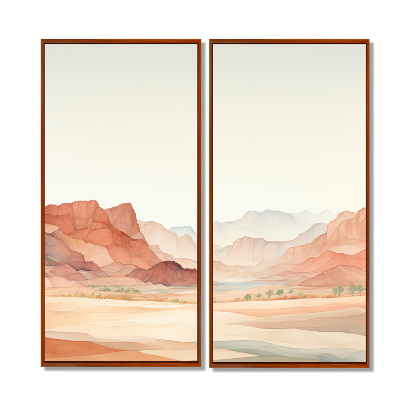 «Minimalisme Canyon View I - Paysages, art mural Canyon», Impression encadrée flottante, 40" H x 40" W, Brown