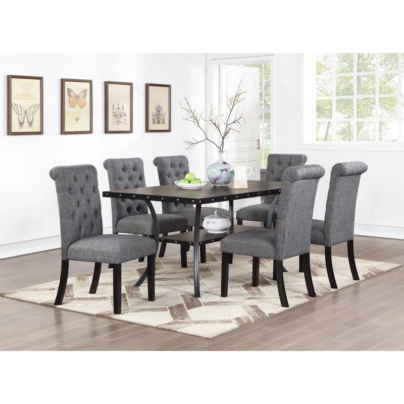Ensemble de 2 chaises de salle à manger en tissu gris anthracite