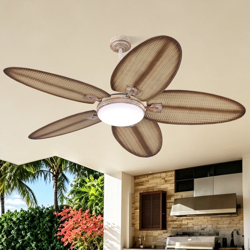 Ventilateurs de plafond 62 "à 5 branches avec lumières et télécommande, 62 po de largeur, Wood Grain