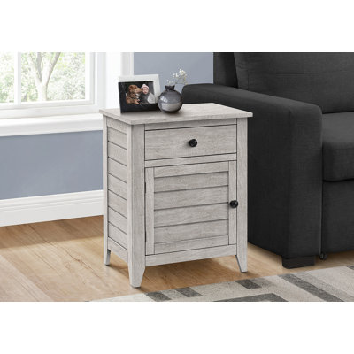 Table d'appoint, table de chevet, tiroir de rangement, bout, table d'appoint, chambre à coucher, rangement, placage gris