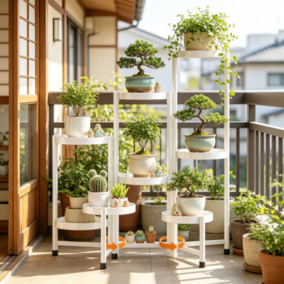 8-Tier Folding Plant Stand Indoor, Heavy Duty Metal Adjustable Spiral Shelving Unit For Large Potted Plants, Space-Saving Corner Flower Rack With Trays, Sturdy Vertical Holder For Modern Home Decor